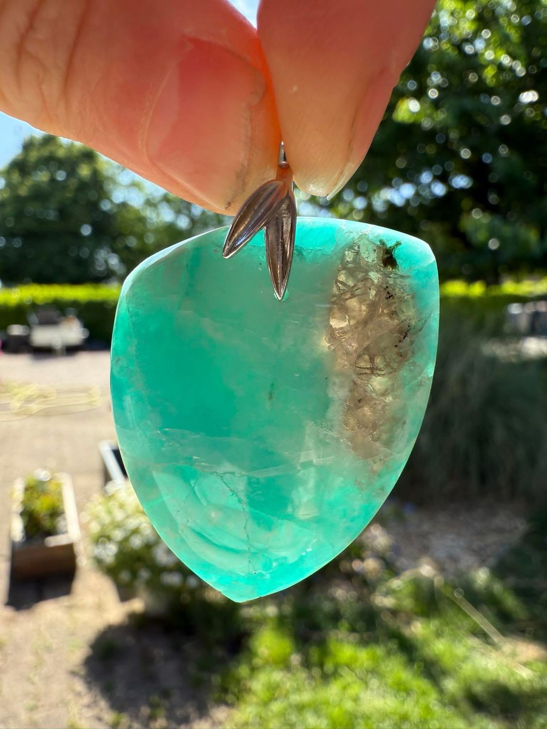 Pendentif en amazonite et quartz fumé