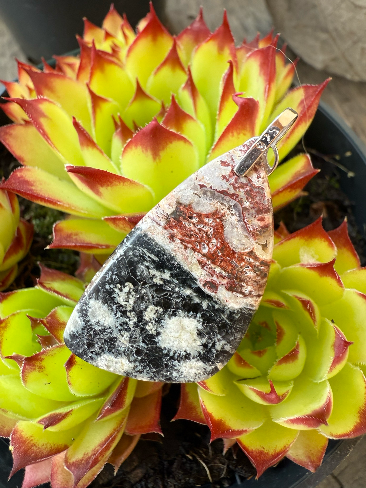 Pendentif en obsidienne fireworks