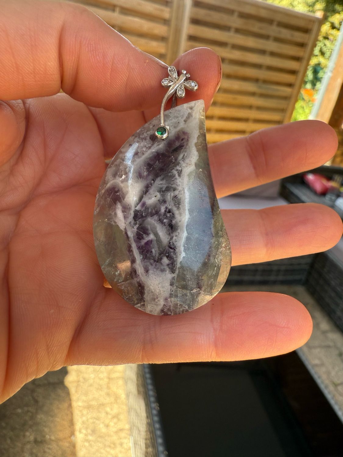 Pendentif en Fluorite et quartz