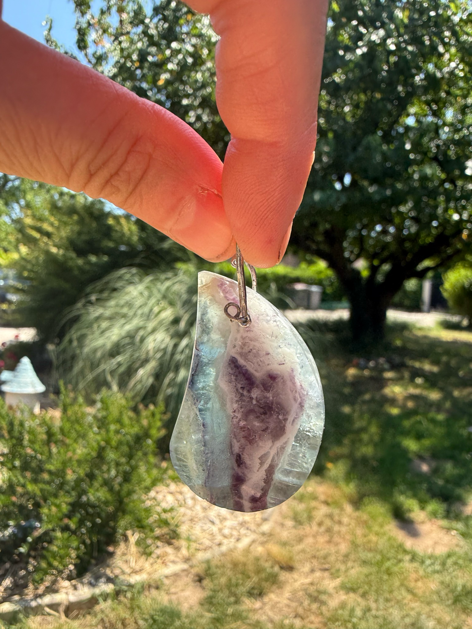 Pendentif en Fluorite et quartz