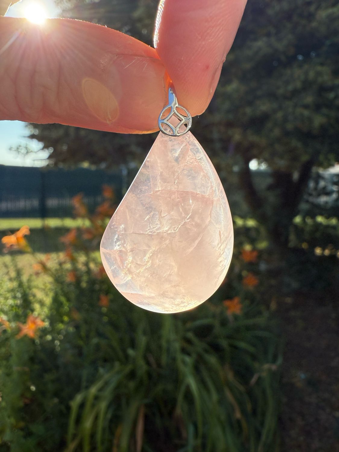 Pendentif en quartz rose