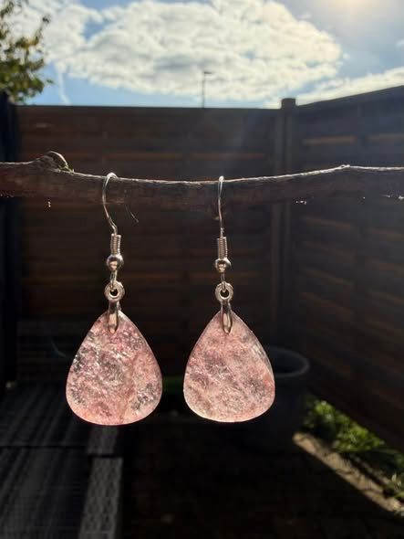 ​Boucles d oreille en quartz fraise