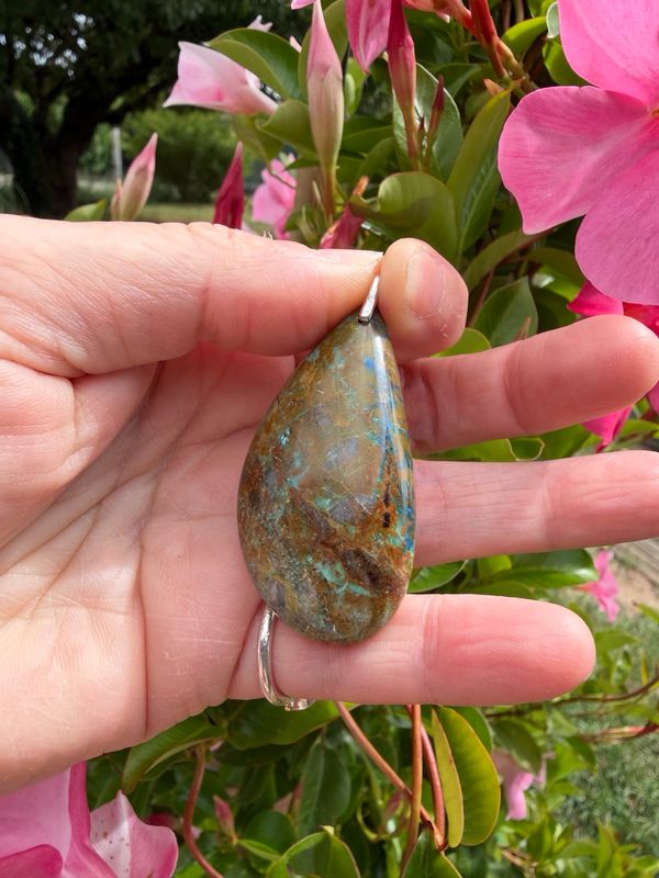 Pendentif en chrysocolle malachite et azurite