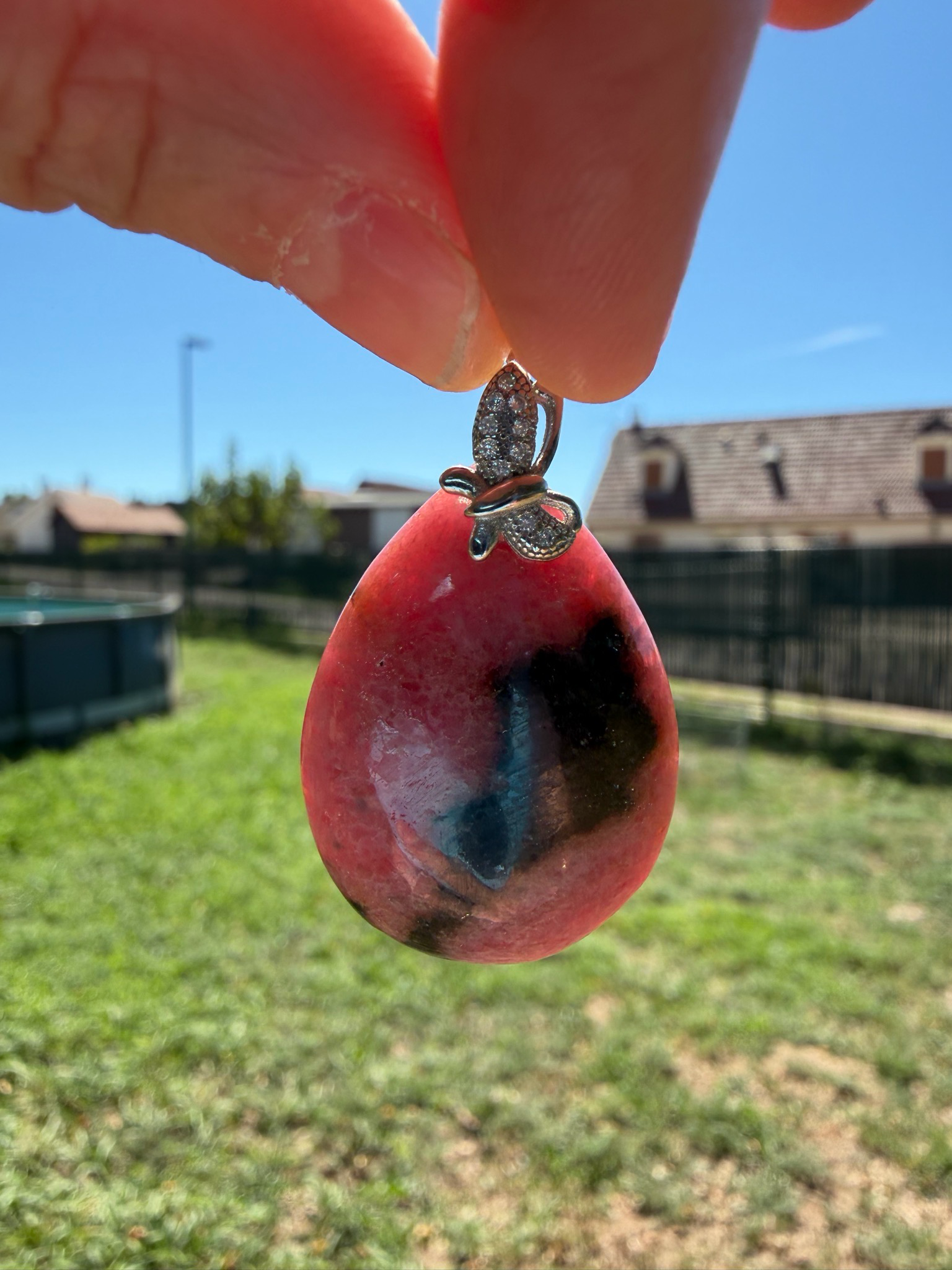 Pendentif en rhodonite