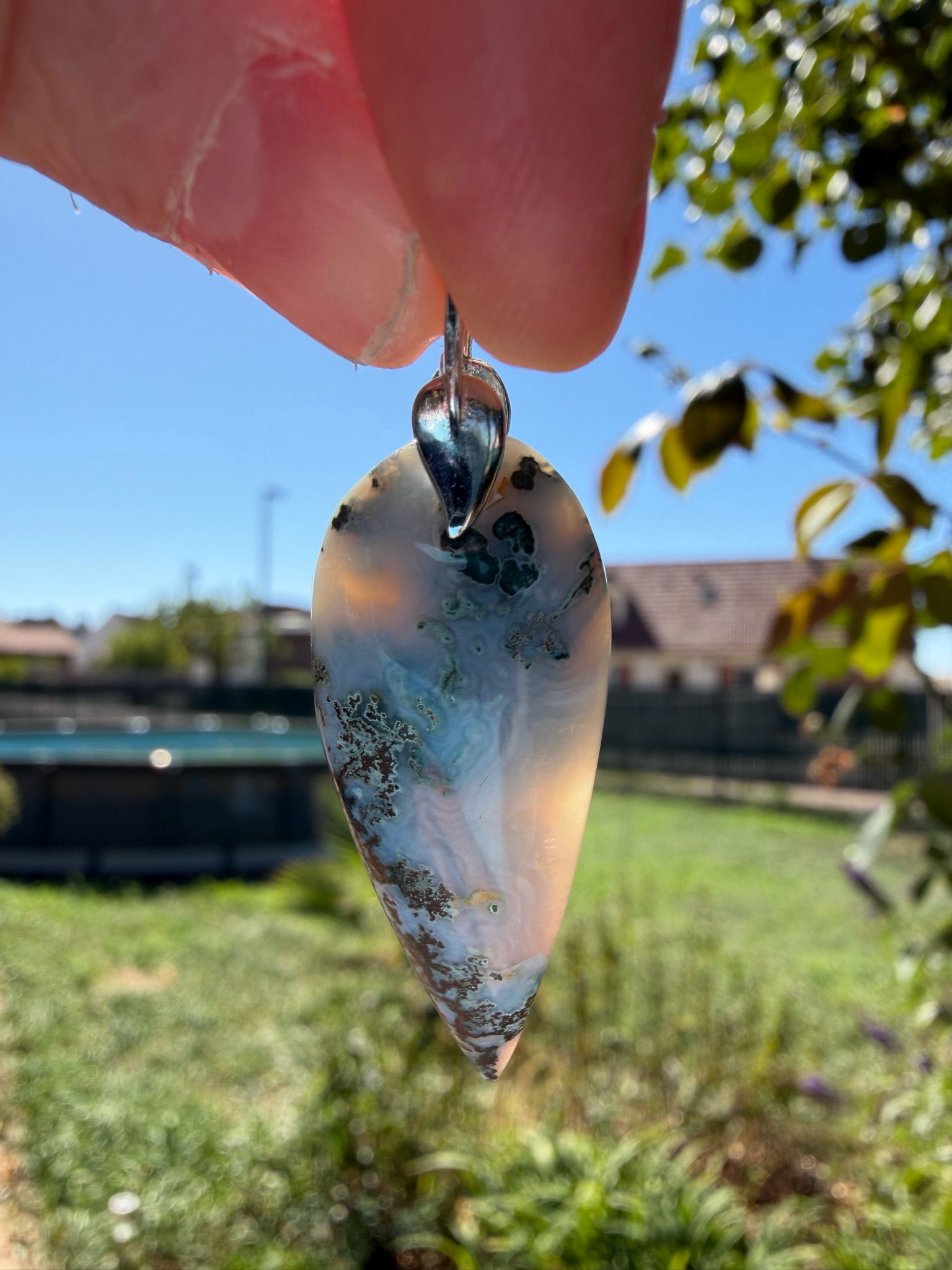 Agate bleue dendritique