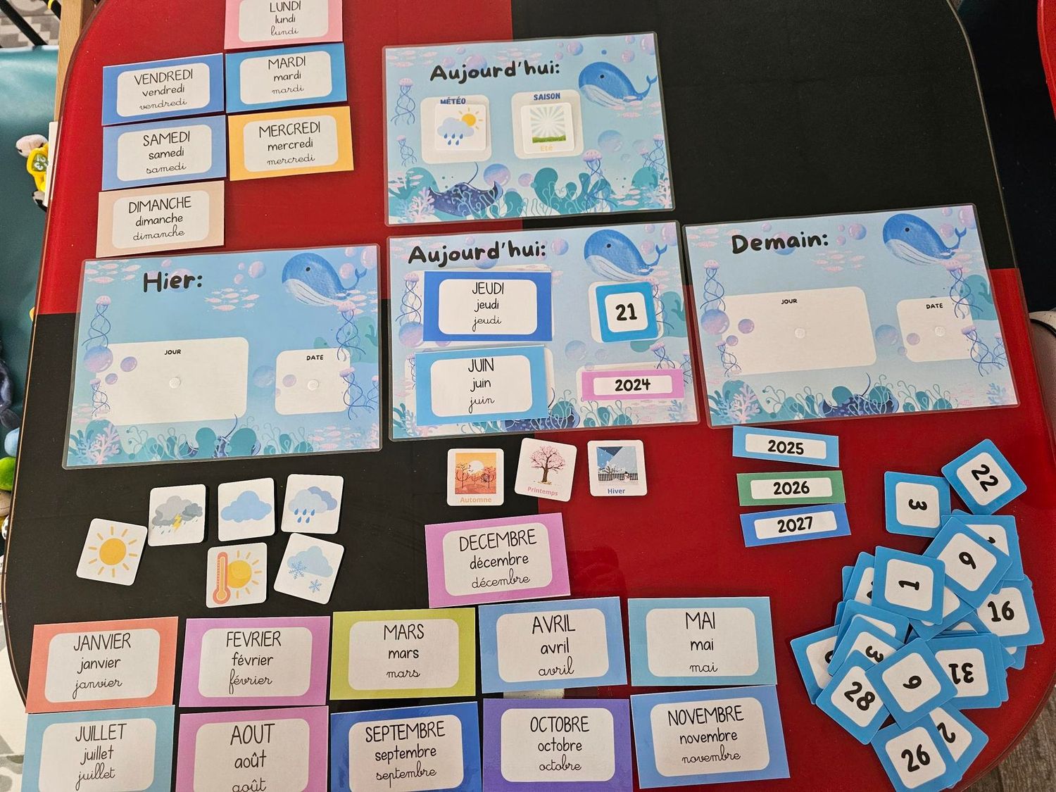 Calendrier couleur bleu