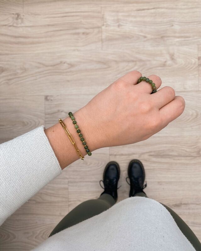 Perlenarmband - green leaf