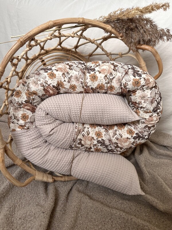 Bettschlange Vintage Blumen Braun