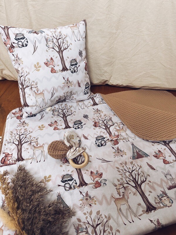 Babydecke Kinderwagendecke Waldfreunde Boho