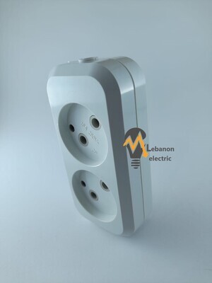 2 Port Plug Installed directly European Socket 16A 250V/بريز ظاهر مجوز عادي