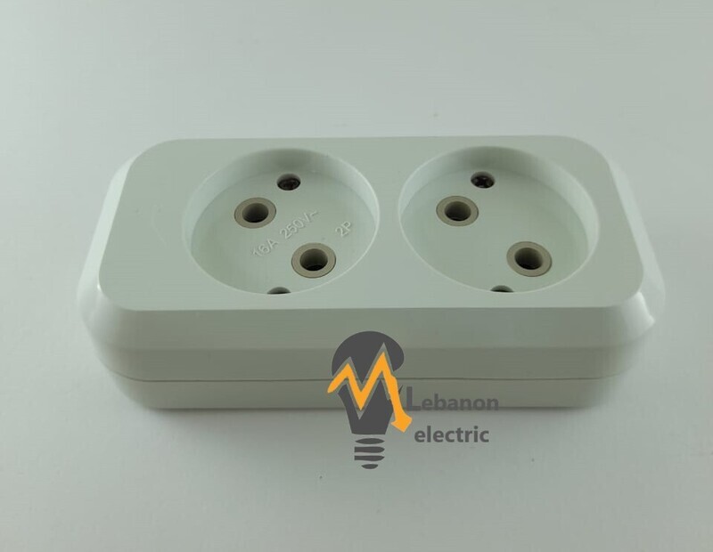 2 Port Plug Installed directly European Socket 16A 250V/بريز ظاهر مجوز عادي