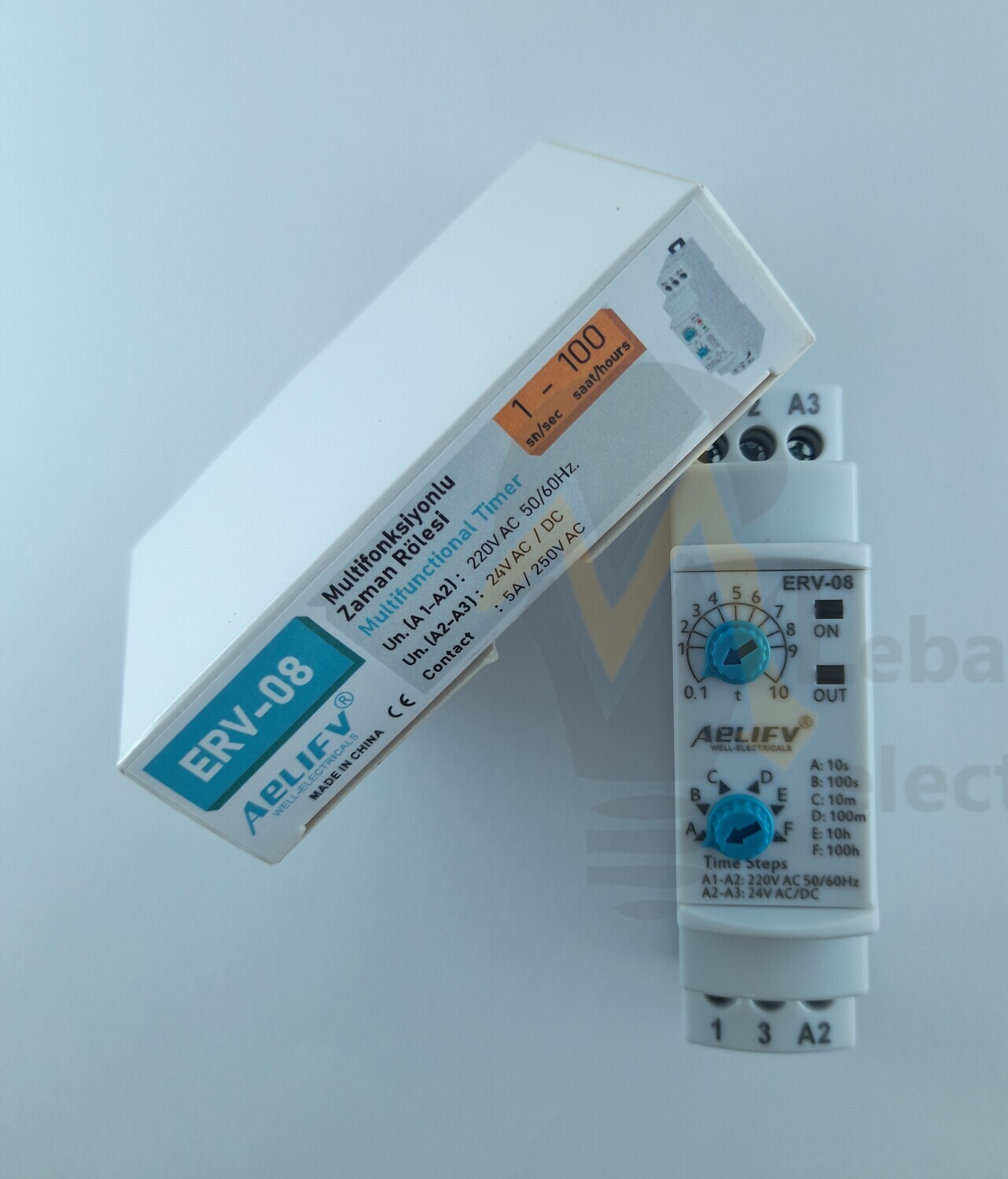 BULIK ERV-08 On Delay Multifunctional Time Relay Electronic Adjustable (0,1Sec. - 100 Hours.) (Size : 150-260VAC 24VDC)/ديلي تايمر
