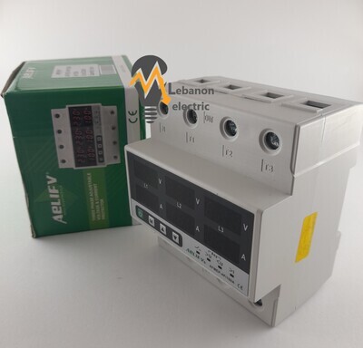 Din Rail 3 Phase Voltage Relay 380v Voltmeter Ammeter Relays 100a/ساعة حماية 3 فاز