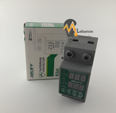 63A/40A 220V Din Rail Adjustable Recovery Reconnect Over and Under Voltage Protective Device Protector Relay Over Voltage Protection/ ساعة حماية رمادي