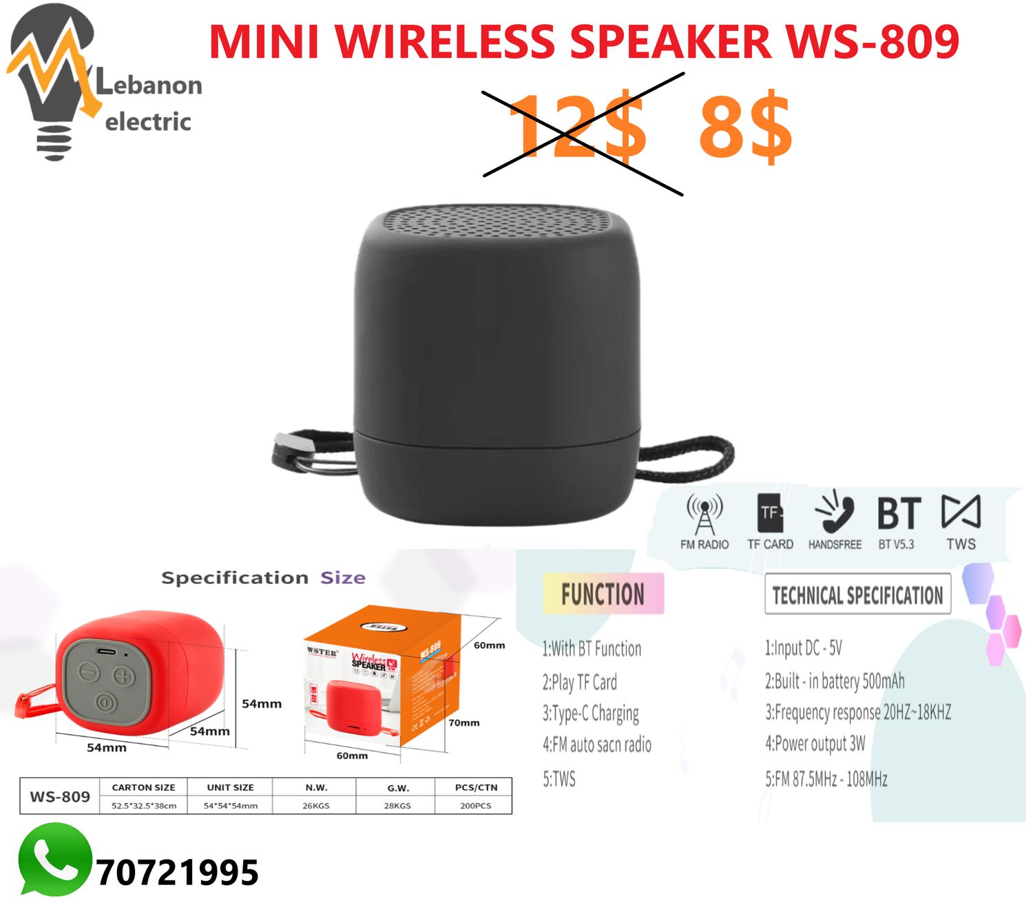 MINI WIRELESS SPEAKER WS-809