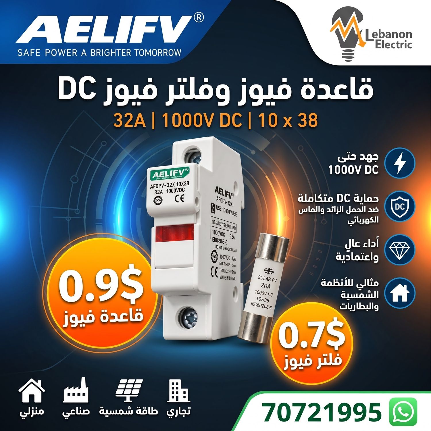 Fuse Holder for PV String Fuses/بورت فيوز