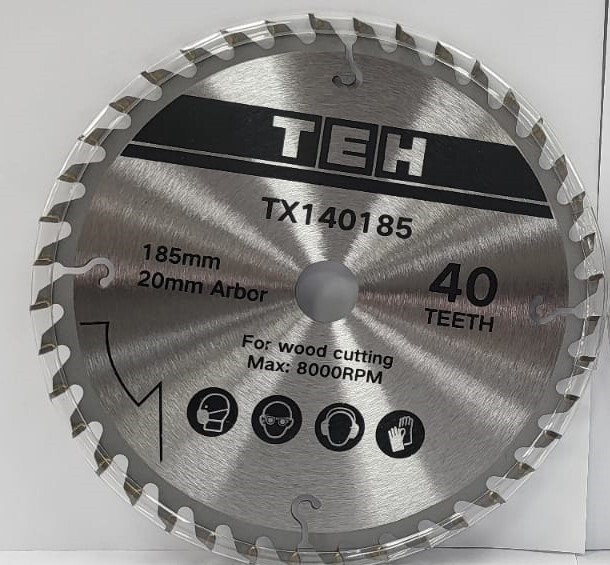 185mm TCT Saw Blade 40t Tungsten carbide teeth  20mm Bore