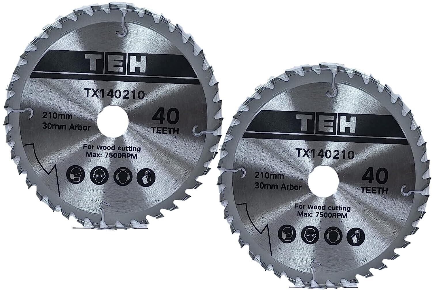 210mm TCT Circular Wood Saw Blade 30mm Bore x 40T for Bosch Makita Festool Twin Pack