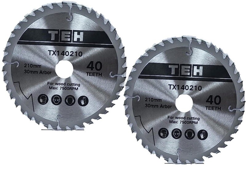 210mm TCT Circular Wood Saw Blade 30mm Bore x 40T for Bosch Makita Festool ( Twin Pack )