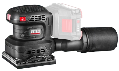 TEH 100mm brushless cordless sheet palm sander, black and red, with speed settings and textured grip,  LS401 unit.