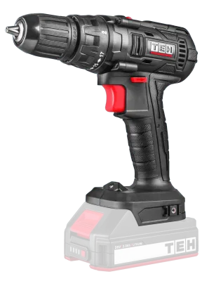 TEH Cordless impact drill driver, 20V, 30Nm, 2 speed, black and red, TEH logo, with battery, no charger, grip texture.