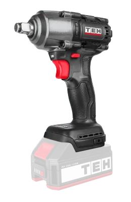 TEH 20V cordless brushless impact wrench, 1/2 inch, black and red, 500N.M, TEH logo.