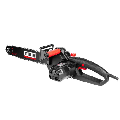 TEH 16" Corded Electric Chainsaw, black and red, with 406mm bar, auto chain tension, and 1750W motor.