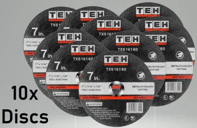 TEH TX516180 180mm Metal Cutting Discs — 1.6mm Thin — 10 Pack