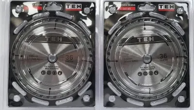TEH 165mm TCT saw blades, 20mm arbor, 36 teeth, for wood cutting, max 5000 RPM, twin pack.