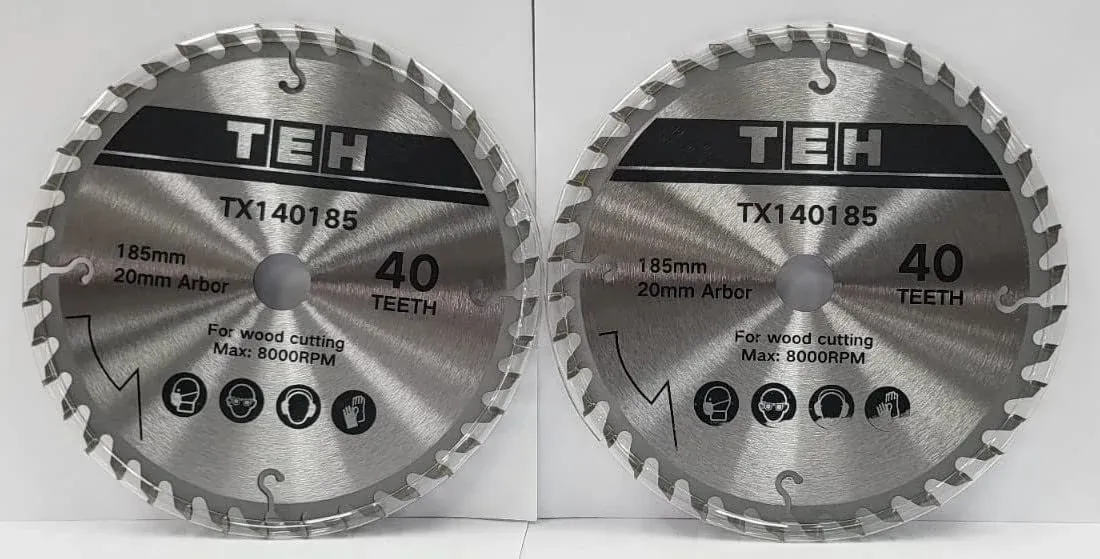 TEH 185mm x 20mm 40t Teeth Wood Cutting TCT Circular Saw Blade Disc, TEH brand, silver color, 185mm diameter, 40 teeth.