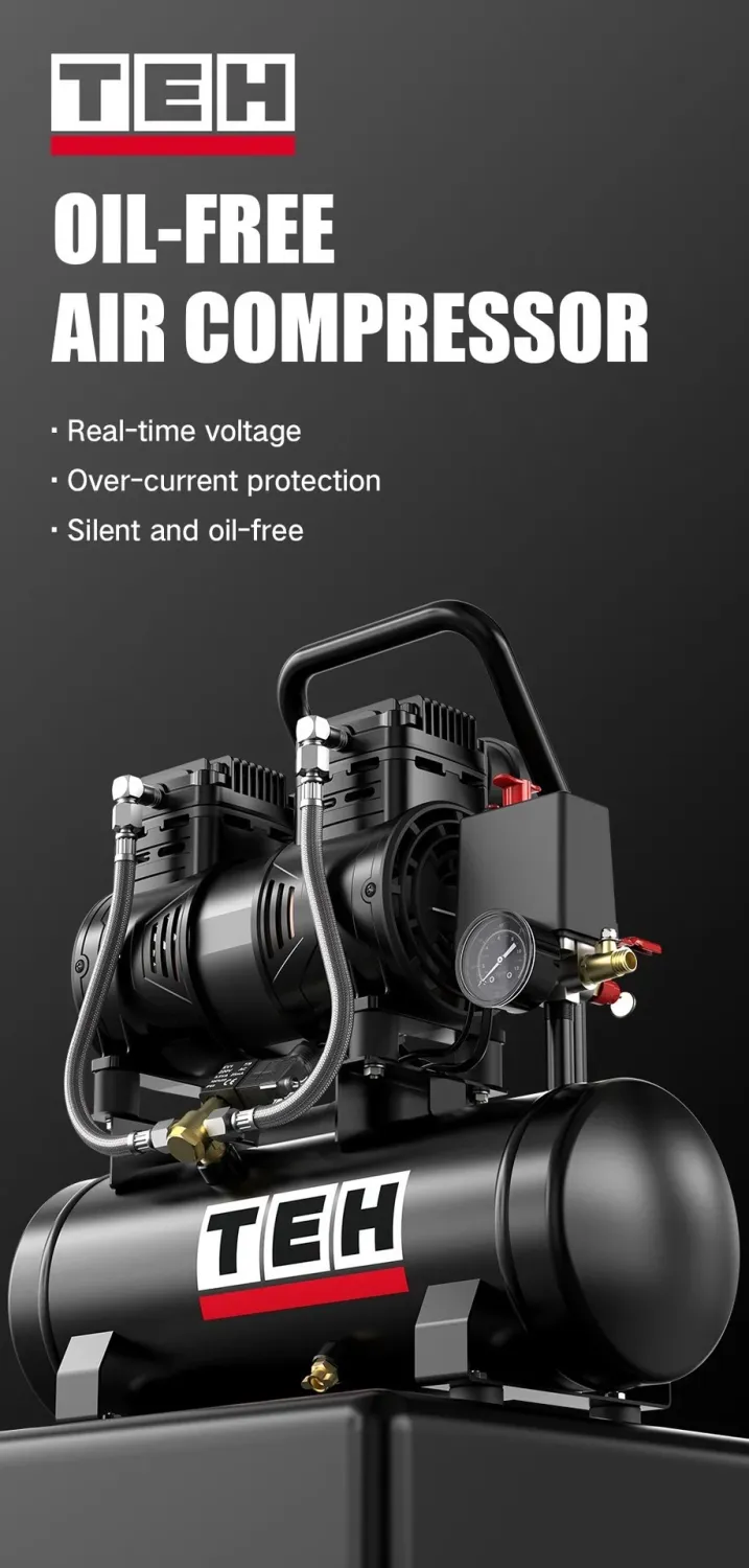 TEH TAC10L 10L Oil-Free Air Compressor — 1300W — 190 L/min — 7 Bar — DIY &amp; Home Workshop