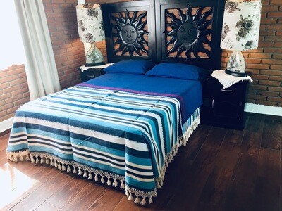 Colcha Rosario Rayas Azul