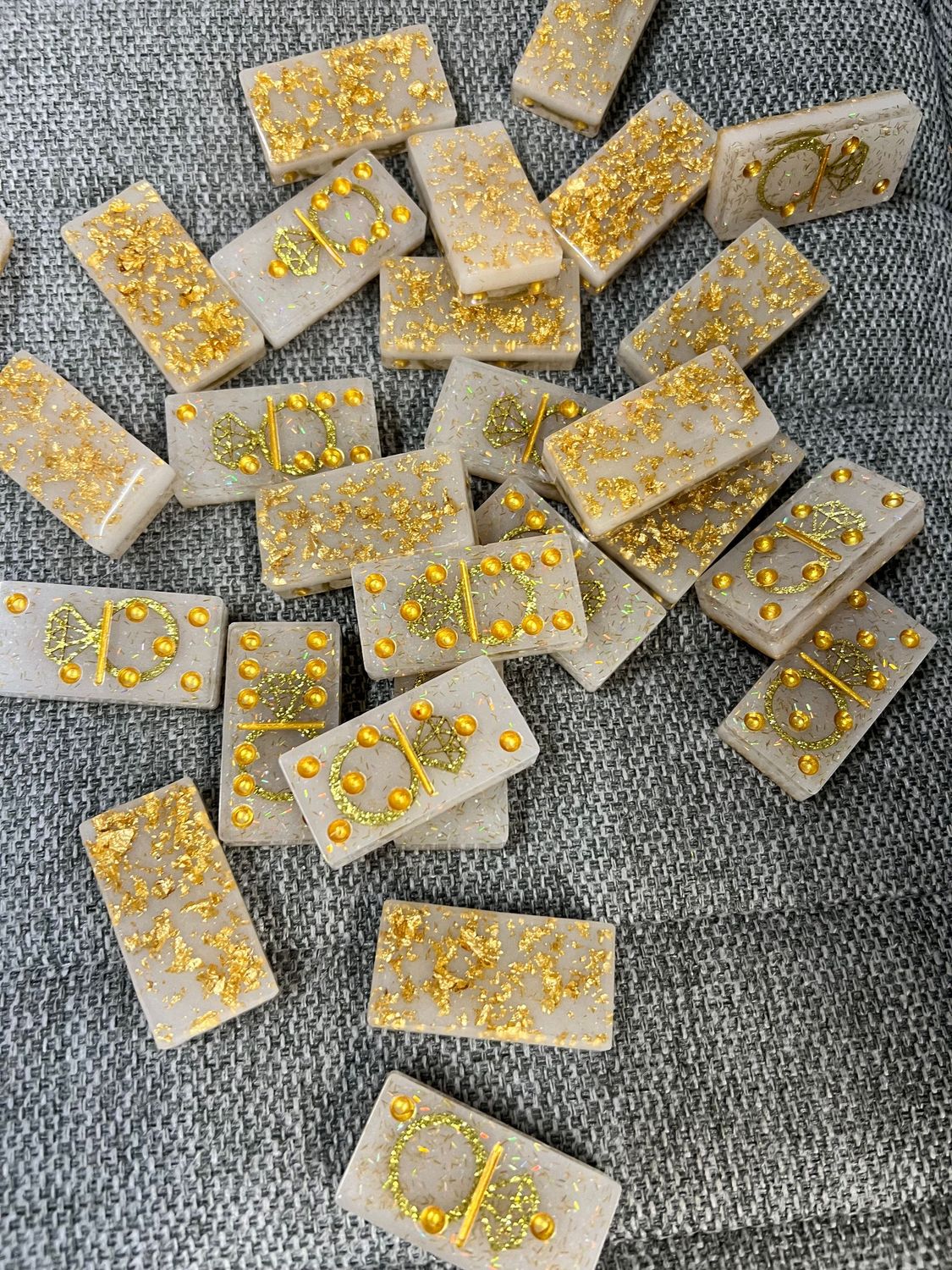 Gold Diamond Ring and Gold Flakes Infused Dominoes