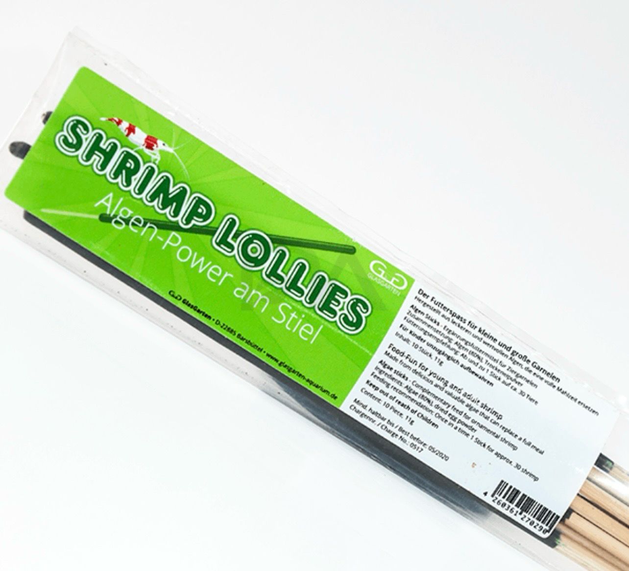 Shrimp Lollies Algen-Power Glas Garten
