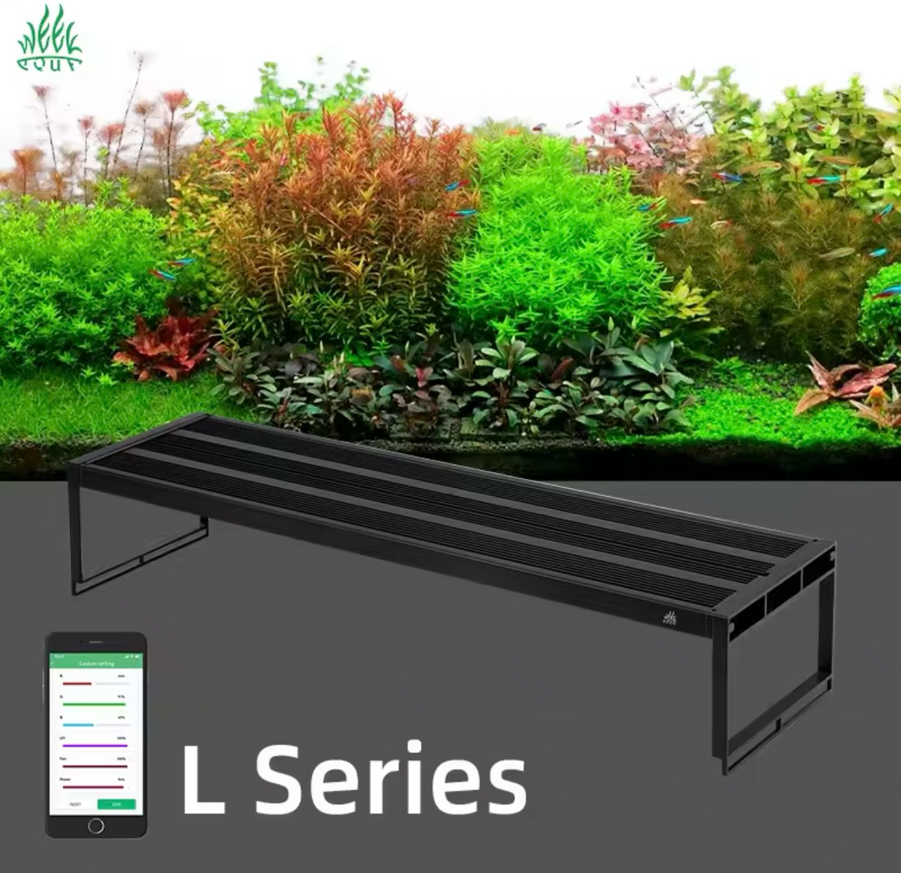 Pantalla 130W Acuarios 120-140cms App Week Aqua L1200pro-K Versión 3 negra