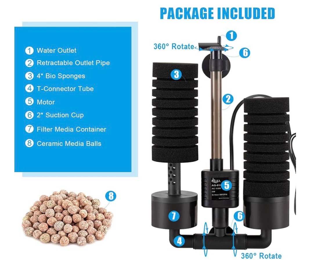 ? AQQA Filtro de Esponja para Acuario