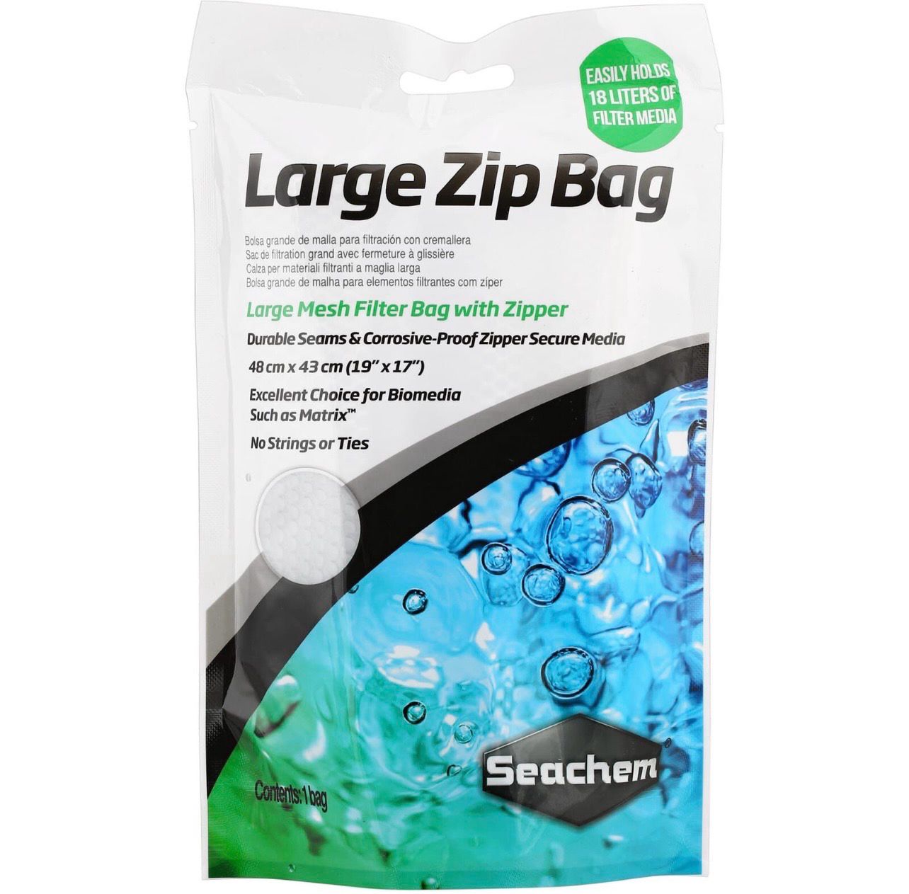 ? Seachem Zip Bag Large 19” x 17” | Bolsa Grande para Material Filtrante de hasta 18 L ? ? Seachem Zip Bag Large 19” x 17” | Bolsa Grande para Material Filtrante de hasta 18 L ?