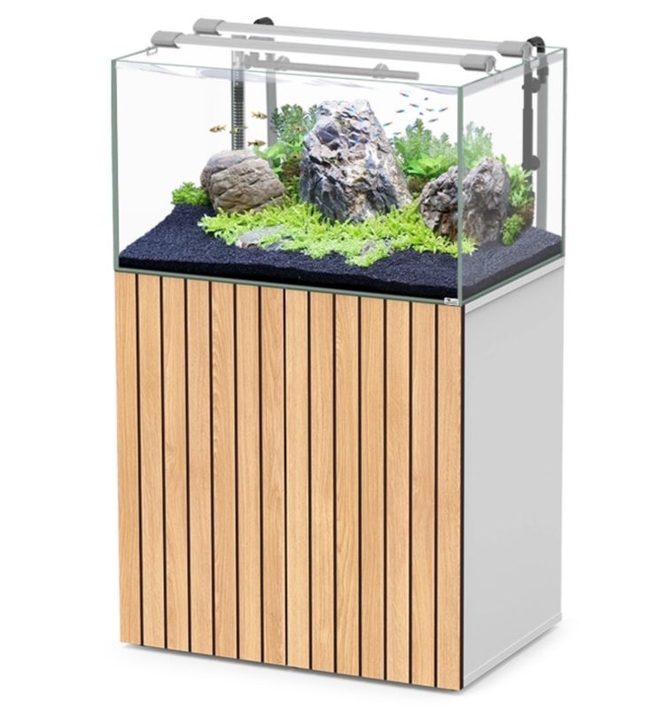 ? Acuario Aquascape Ultra 80 madera y blanco — Aquatlantis