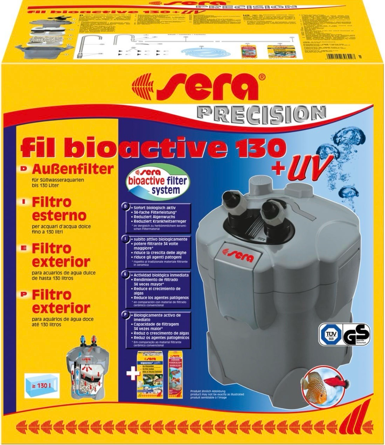 ? Sera Fil Bioactive 130 + UV | Filtro Exterior con Lámpara UV-C para acuarios de hasta 130 litros ?