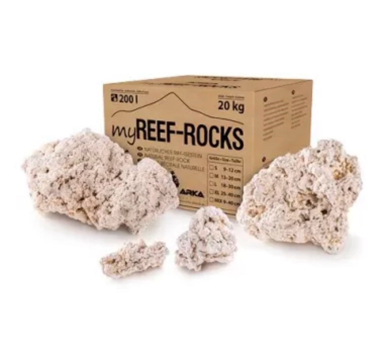 ? ARKA myReef-Rocks Natural Aragonite Rocks Mixed-Box 20 kg | Roca Natural para Acuario Marino