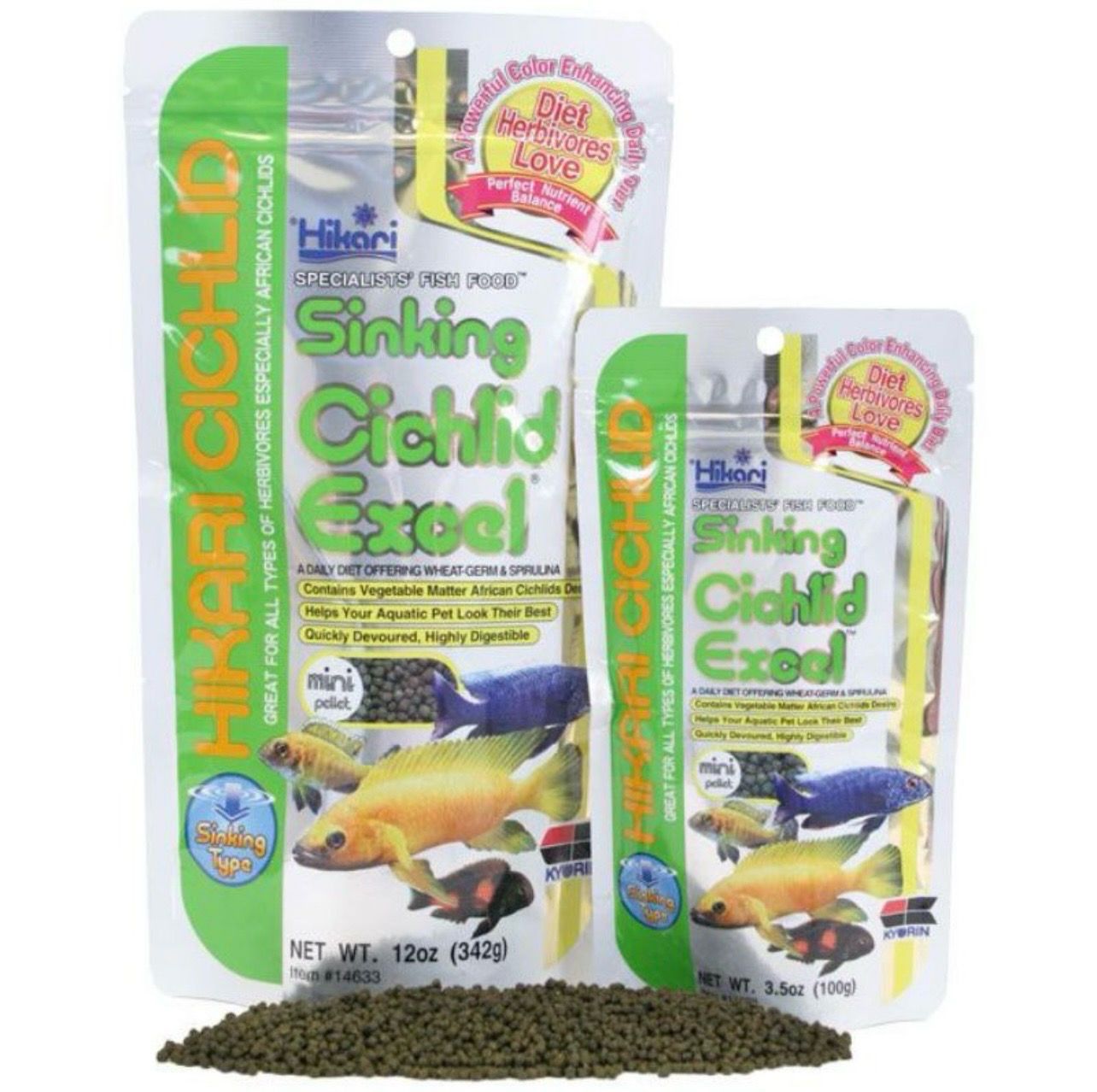 ? Hikari Sinking Cichlid Excel Mini 342 g – Alimento para Cíclidos Herbívoros
