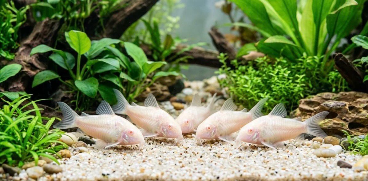 ? Corydora Albina – Corydoras aeneus Albina grupo 5 ejemplares 