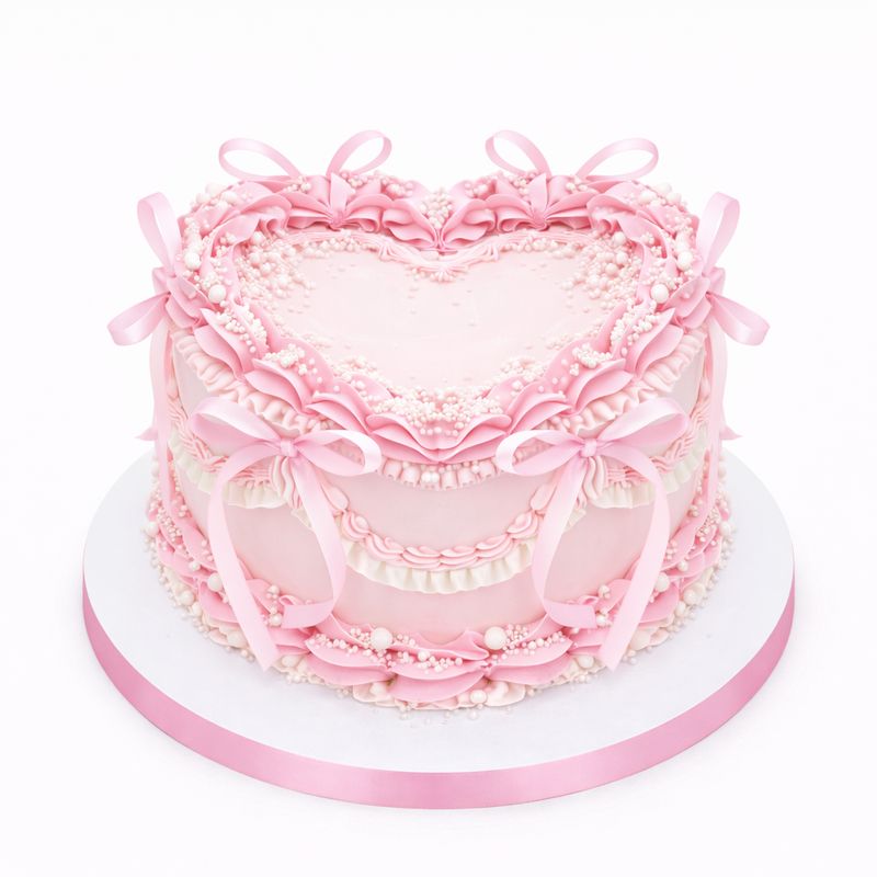 8 inch Elegant Pastel Heart Shaped Vanilla Cake