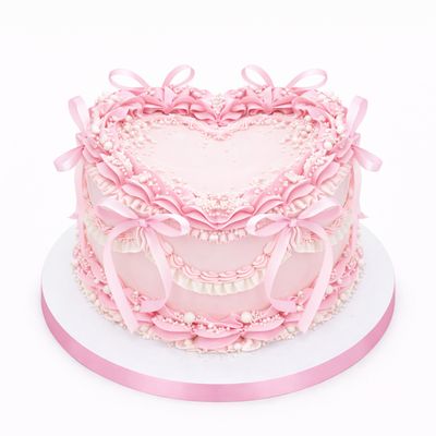 8 inch Elegant Pastel Heart Shaped Vanilla Cake