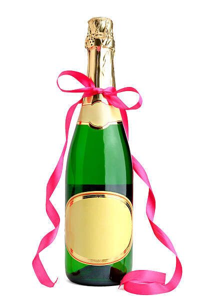 Chilled Champagne with bow (and glasses)