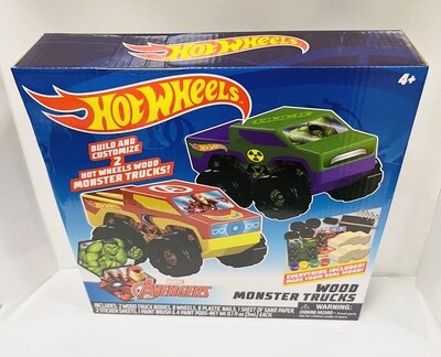 Hot Wheels 2 pk Wood Monster Trucks-Hulk/Ironman