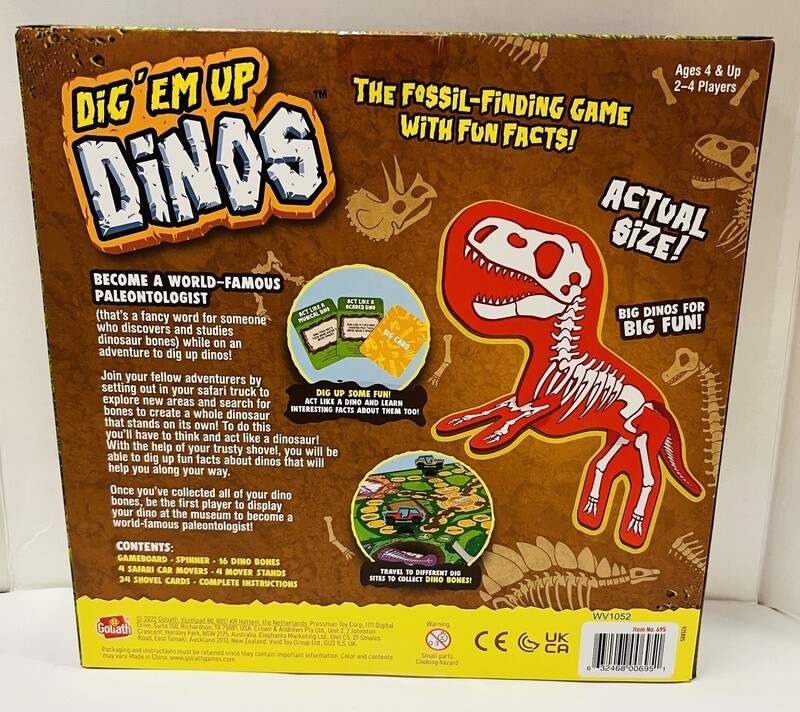 Goliath Dig 'Em Up Dinos - Fossil-Finding, Dino-Building Game Includes Fun  Dinosaur Facts - 2-4 Players, Ages 4 And Up 