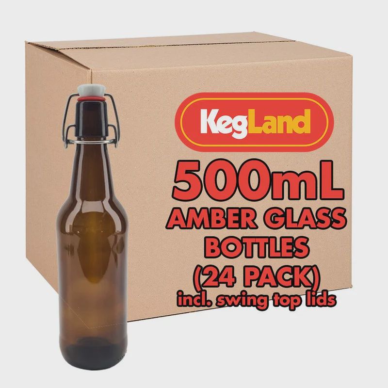 24 x 500ML GLASS Swing Top Amber Bottles with PP Cap &amp; Silicone Seal  Cap