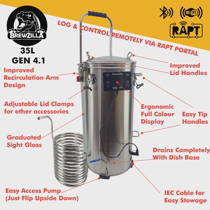 35L BrewZilla Gen 4.1 with Pump 1900/500w - 220-240V AC