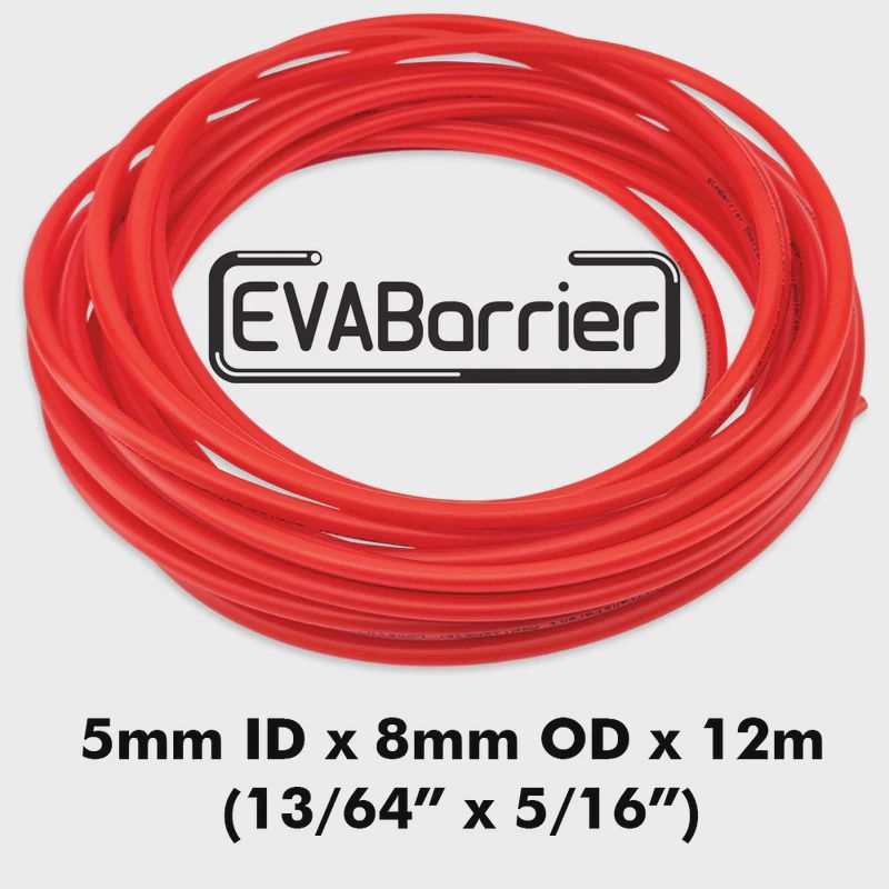 Red EVABarrier 5mm ID x 8mm OD x 12m Roll - Double Wall Semi-Transparent EVA
